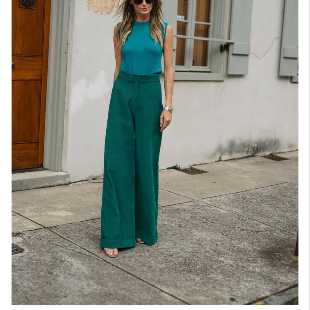 Green wide leg cords Julia Amory